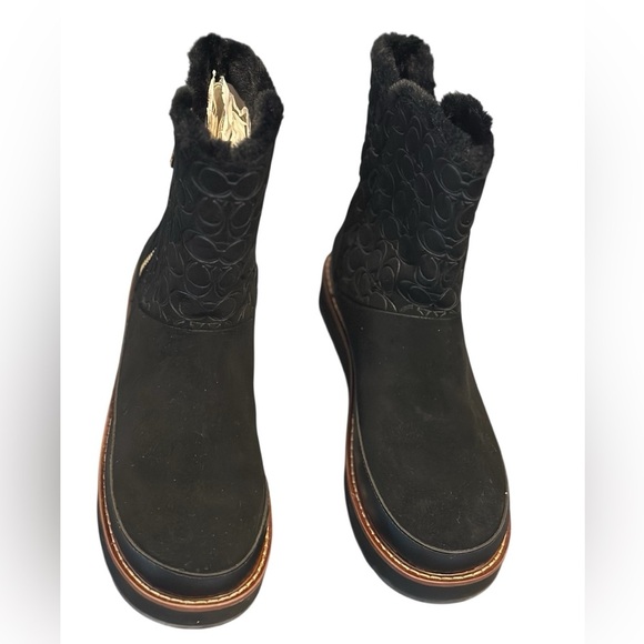 Coach Isa Suede Faux Fur Black Boots sz 9 - Picture 9 of 11